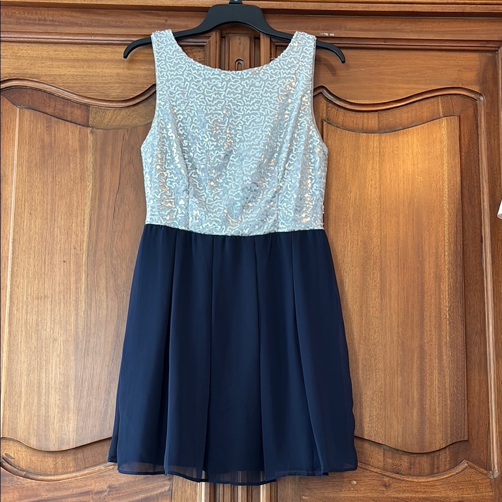 Elegant Navy and Silver Women’s Dress